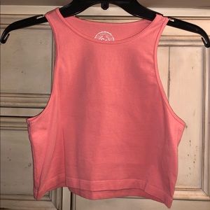 salmon colored cotton crop tank